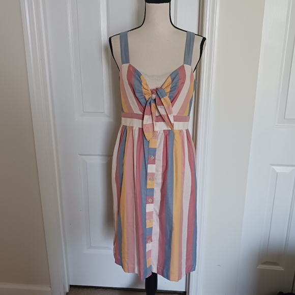 Madewell Tie Front Cutout Dress in Sherbet Stripes - Picture 4 of 14